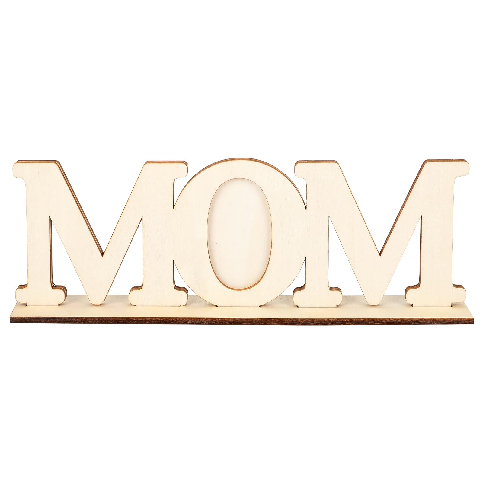 Wooden MOM Picture Frame to Paint DIY Blank Table Sign with Base,MOM Gifts from Daughter,Mother's Day Farmhouse Table Centerpiece Decor Photo Frame