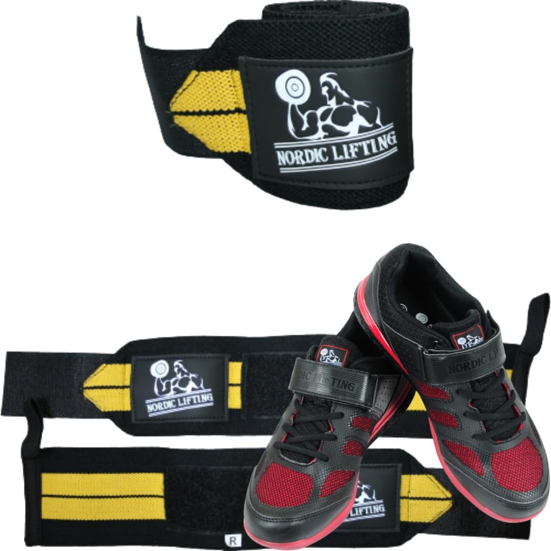Wrist Wraps 1p - Yellow Bundle with Shoes Venja Size 10 - Black Red