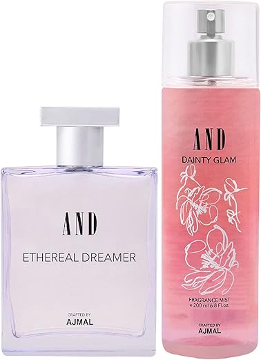 AND Ethereal Dreamer Eau De Parfum 100ML & Dainty Glam Body Mist 200ML Pack of 2 for Women Crafted by Ajmal
