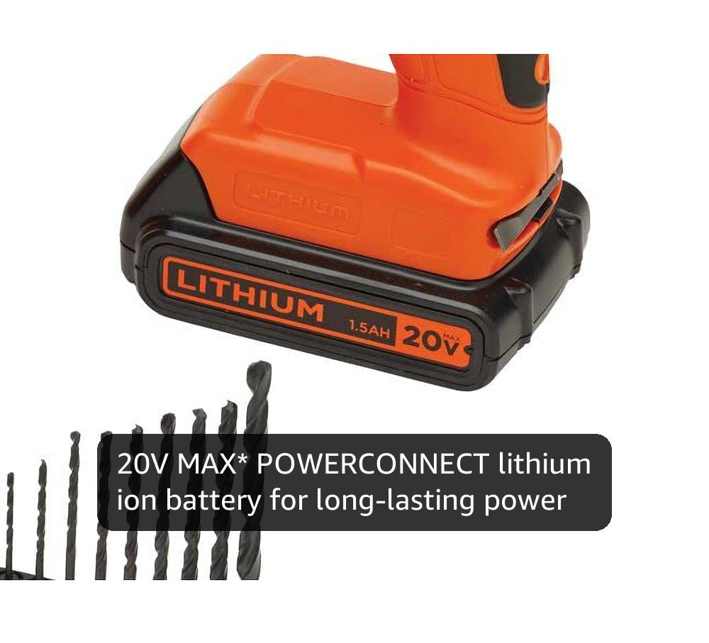 BLACK+DECKER 20V MAX* POWERCONNECT Cordless Drill Driver Kit with