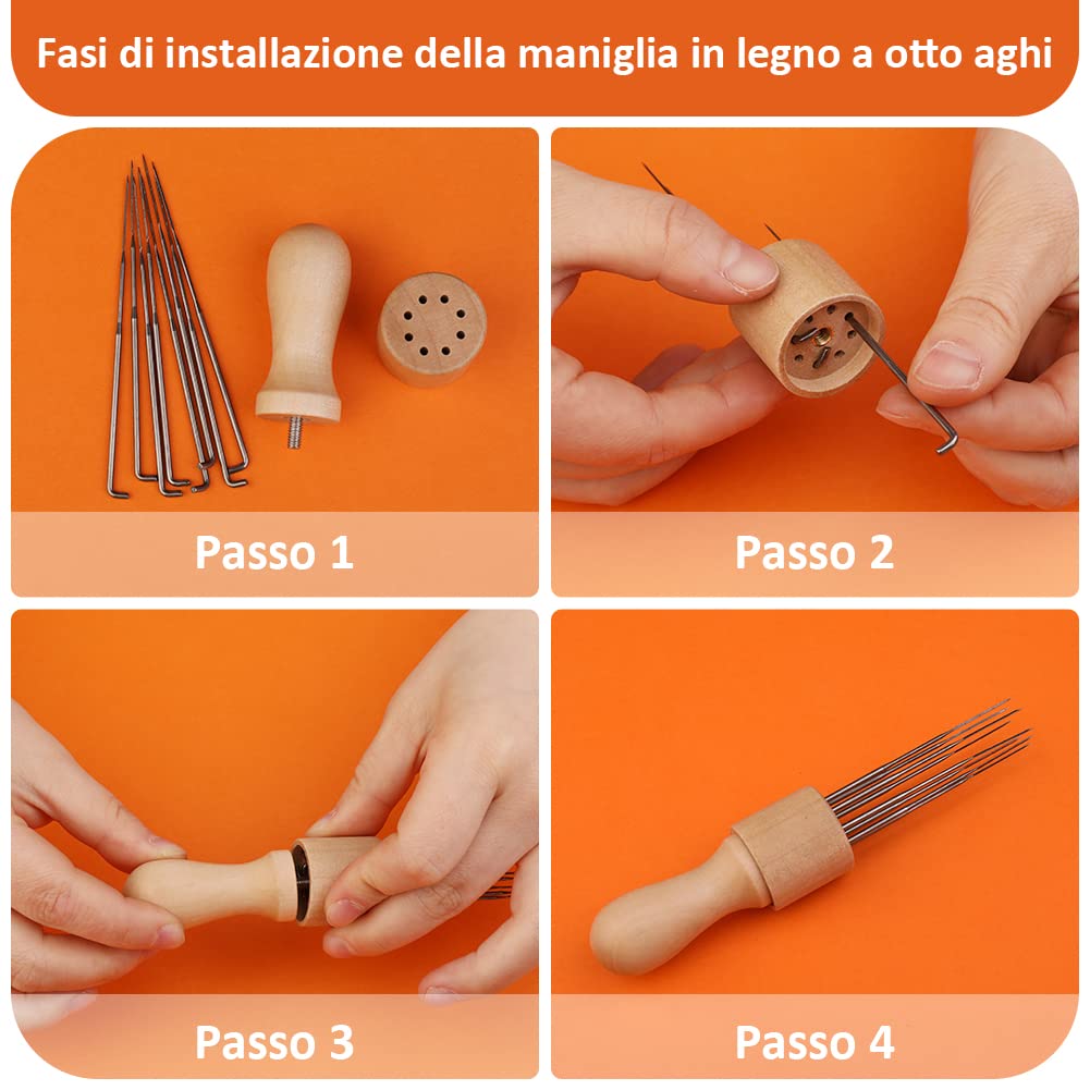 QMNNMA Outils De Feutrage à L'aiguille, Aiguilles De Feutrage En Laine, 4 Tailles, 20 Aiguilles De Feutrage Avec Poignée En Bois, Doigtiers, Kit Complet D'outils De Feutrage à L'aiguille Pour Projets