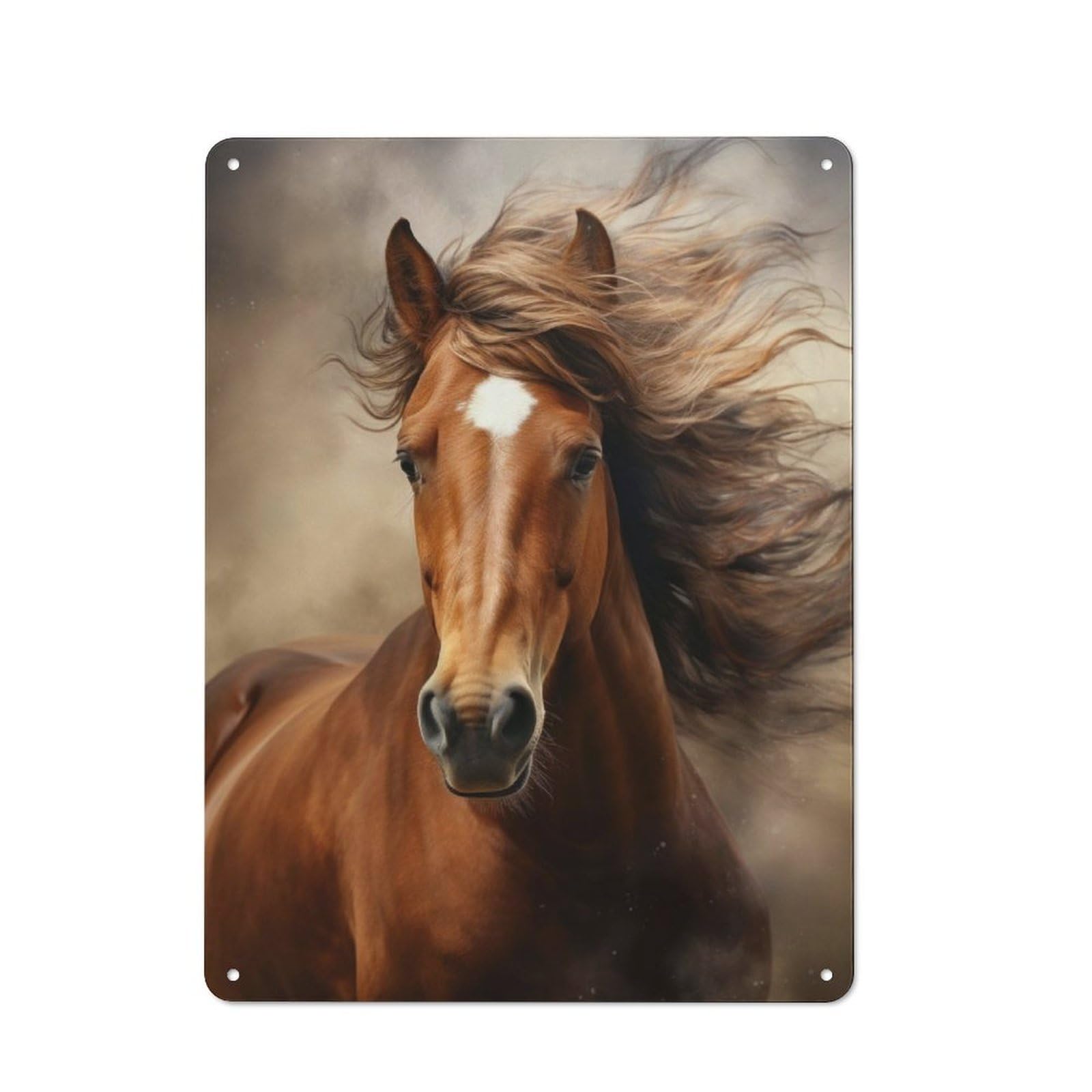 Junmoney Horse Portrait Metal Sign 40X30cm With For Hallway Wall, Rustic Decor, Housewarming Present For People Styling Hallway