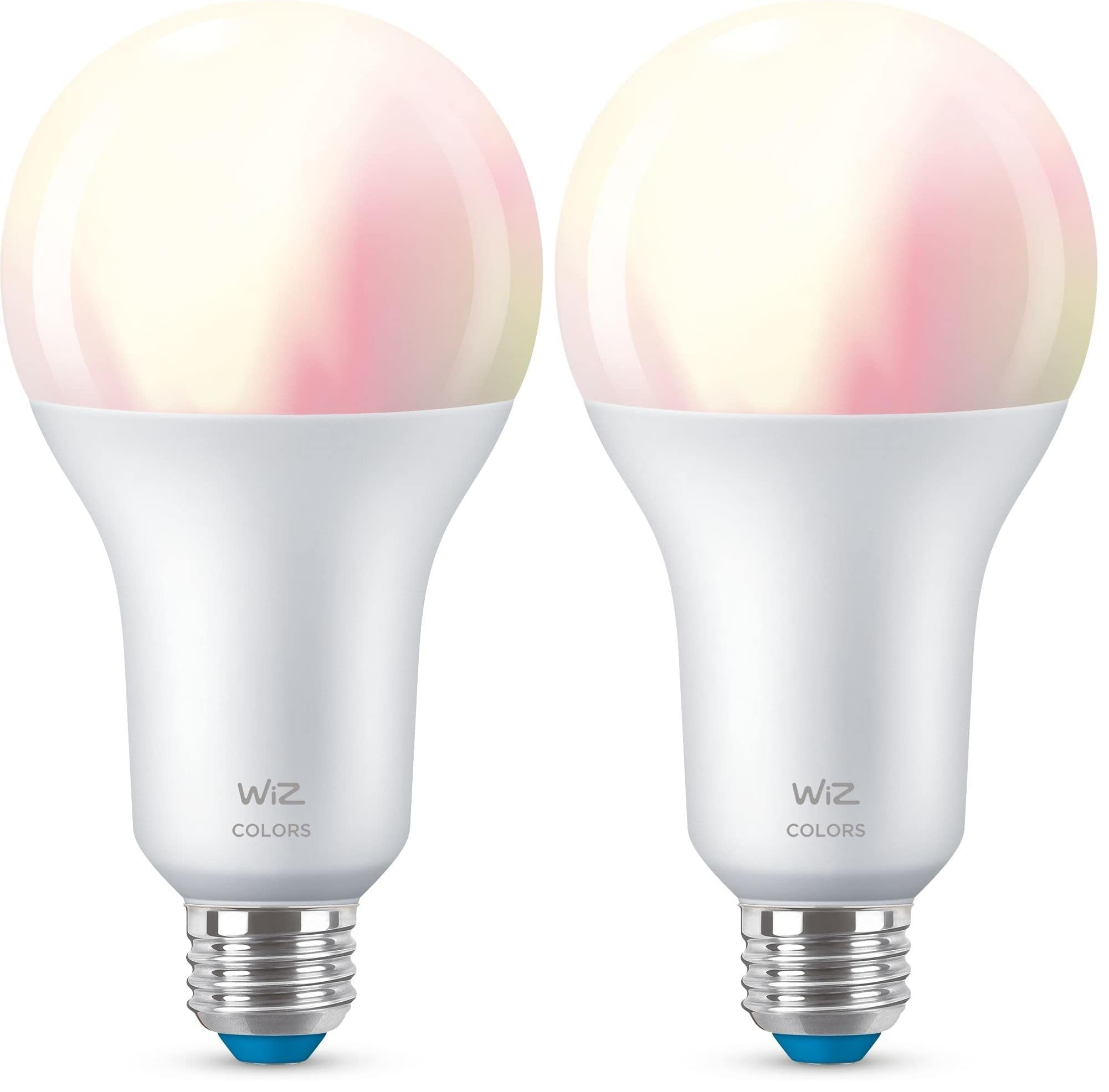 WiZ - Bombilla LED Inteligente Wi-Fi, 18,5W (Eq. 150 W) A80 E27, Luz Blanca y de Colores, con tecnología SpaceSense y compatible con Alexa y Google Home (Paquete de 2)