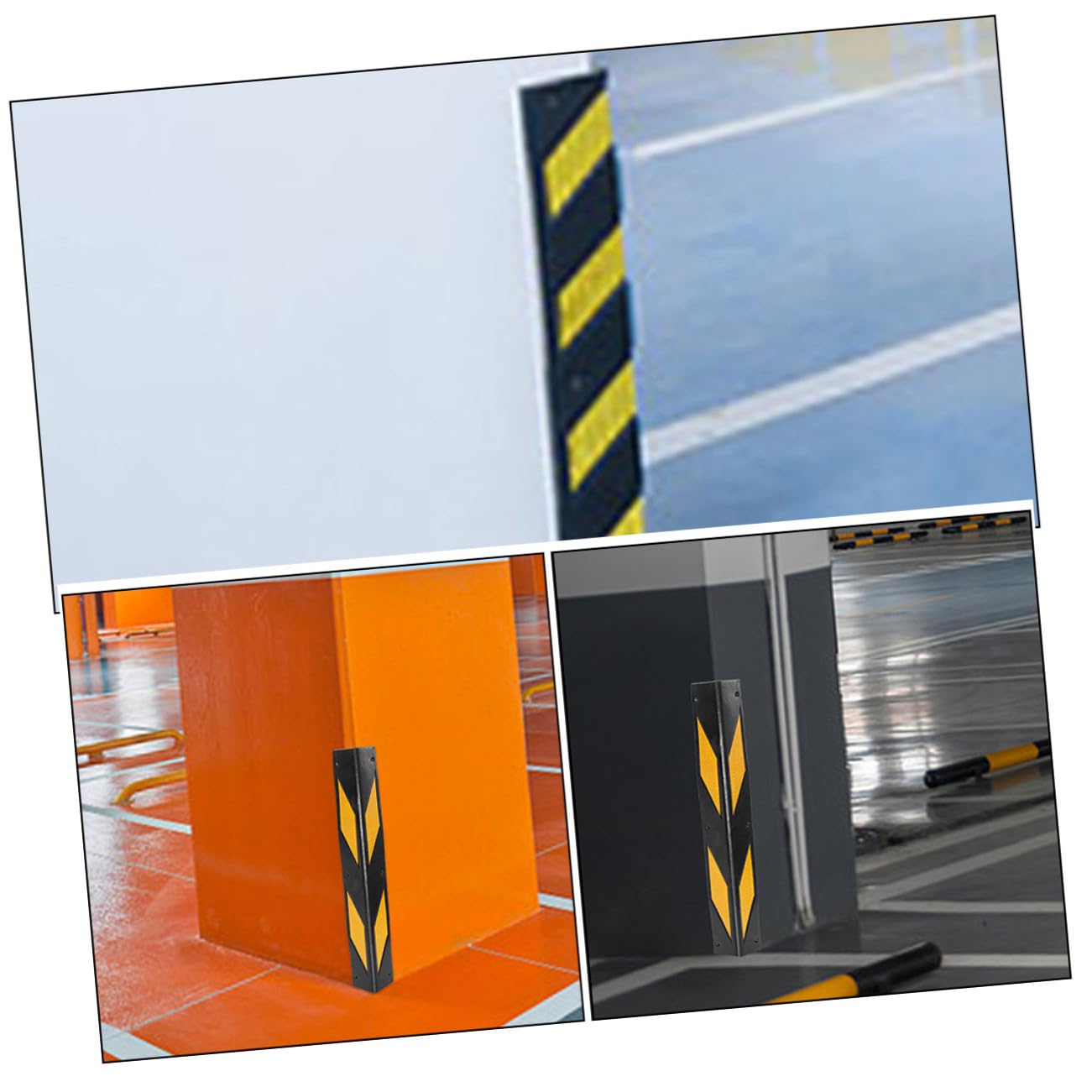 Protections d'angle en Caoutchouc Noir Bandes Réfléchissantes, 4pcs pour Murs de Garage et Piliers, Sécurité Anti-Chocs Parkings et Zones à Fort Trafic