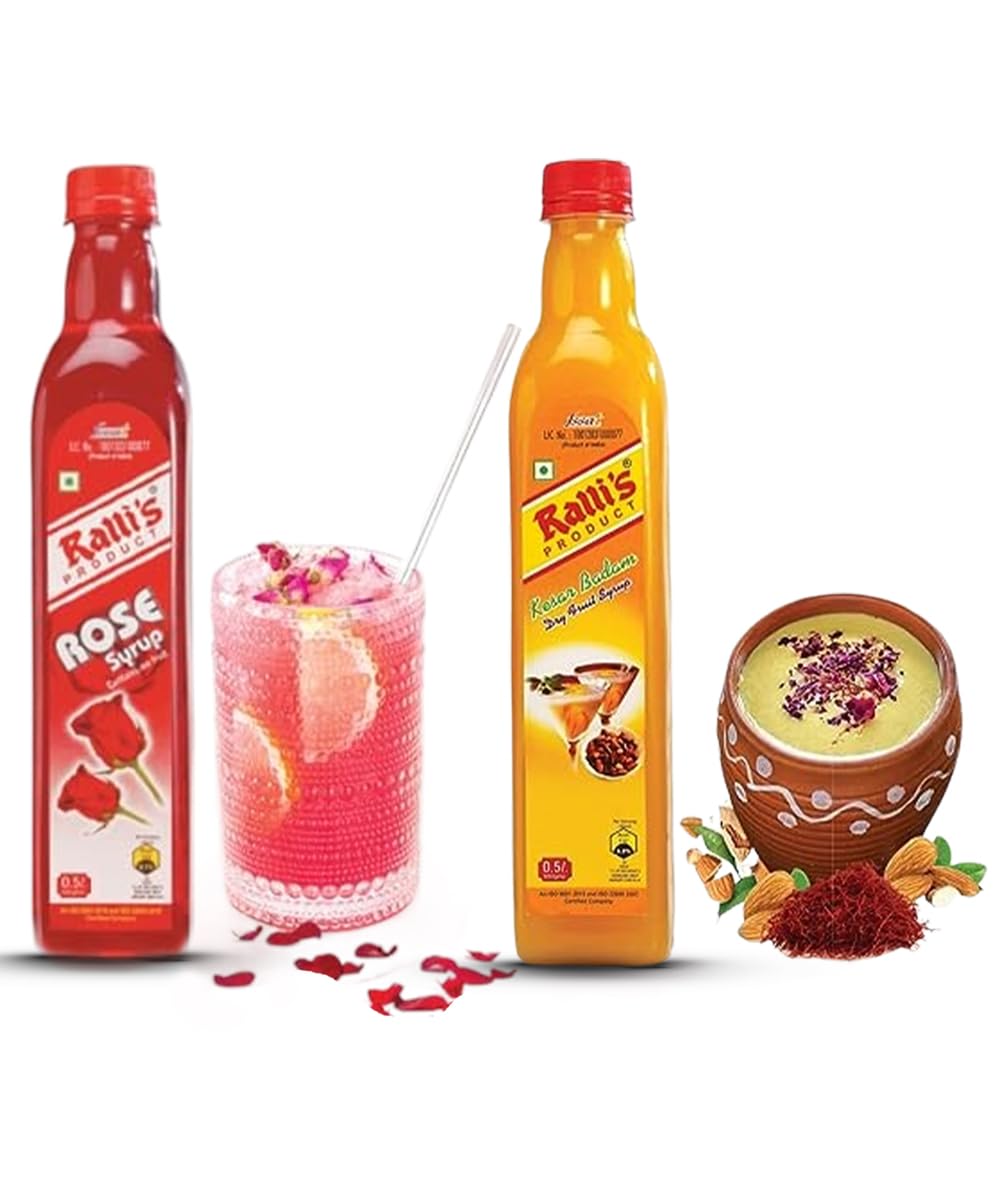 Rallis Rose Syrup 500ml & Kesar Badam Syrup 500ml Combo - Perfect for Drinks, Desserts, and More! (B0CLD9225M) Amazon Price History, Amazon Price Tracker