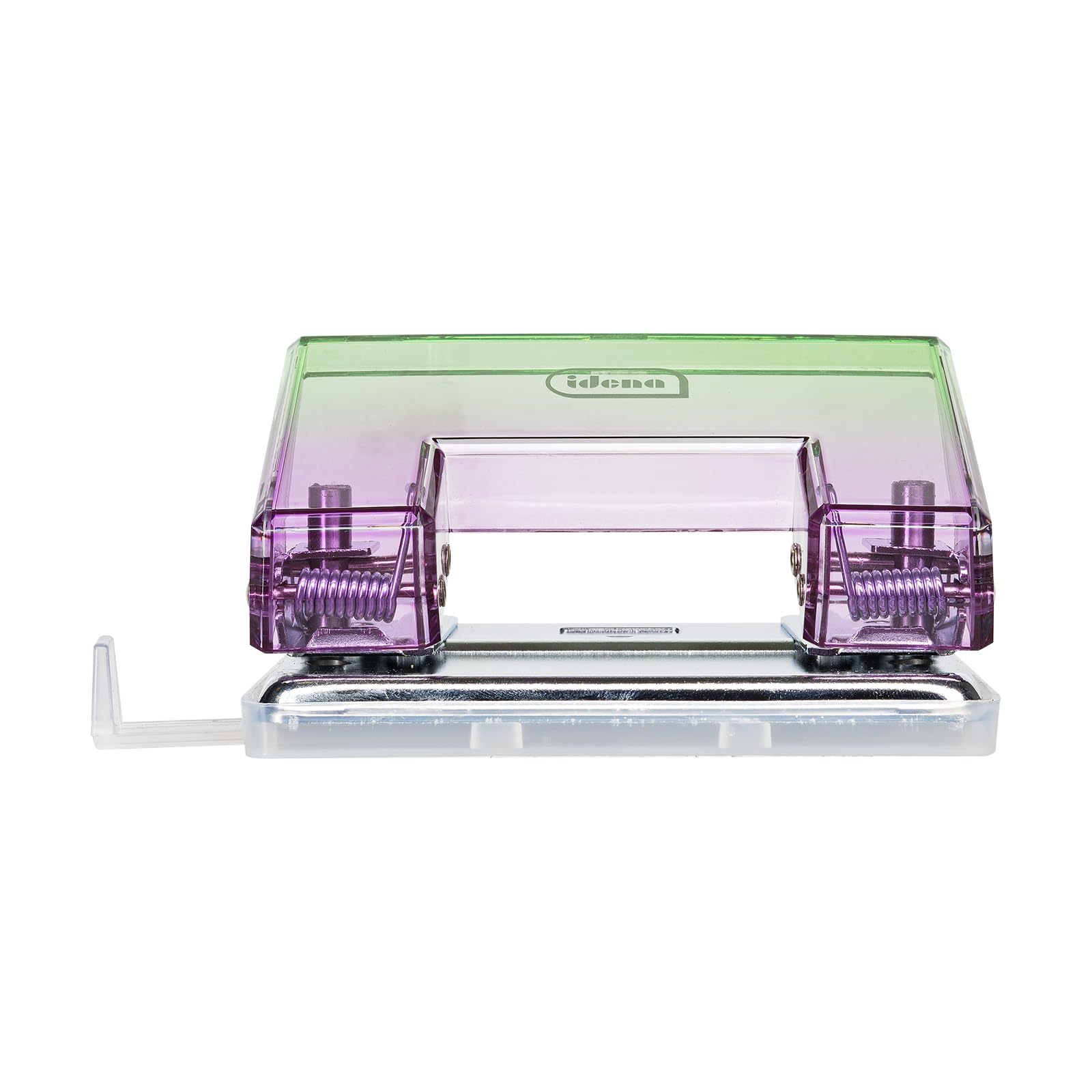 Idena Perforatrice con Guida di Arresto per 10 Fogli, 11,3 x 6 x 5,2 cm, Viola-Verde