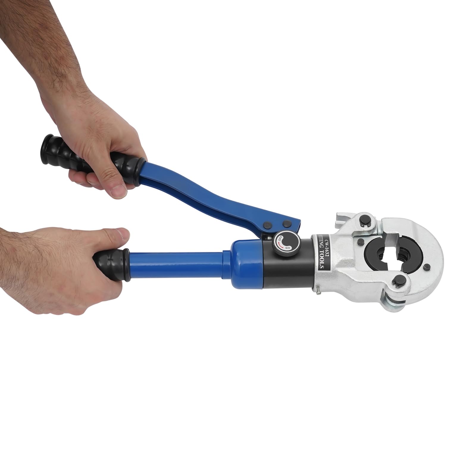 Szczypce zaciskowe hydrauliczne 80-KN z konturem V, obracana o 180°, głowica zaciskowa ze stali, z walizką, szczypce do rur miedzianych, rury kompozytowej z V12, V14, V15, V16, V18, V22, V28, wkładki