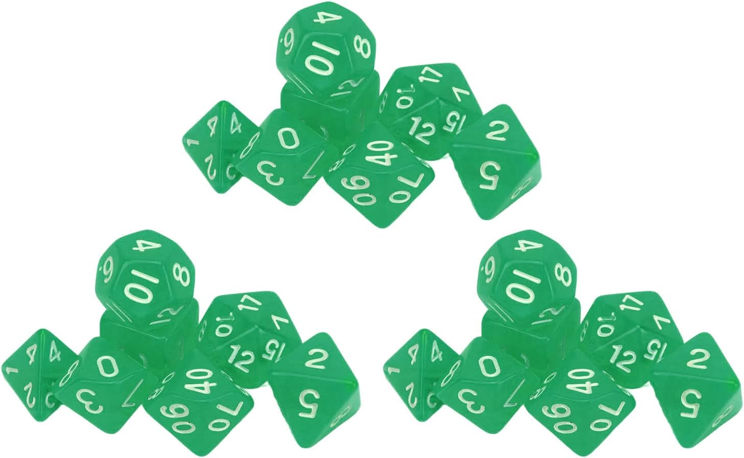 Juego de Dados Poliédricos para Evitar la Oxidación, Resistente Al Agua, Exquisito Juego de Dados de Números de 21 Uds., Números Claros para Juegos Interactivos de Ocio (Verde)