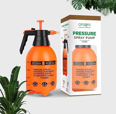 Cinagro Pressure Spray Pump (Orange 2 L), Gardening Water Pump Sprayer, Plant Water Sprayer for Home Garden, Spray Bottl