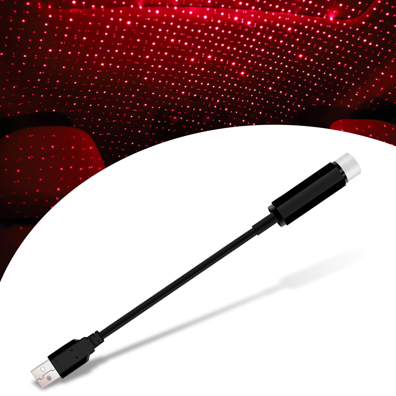 Pack of 1 Vehicle Atmosphere Lamp Accessories for Decor, Car Roof Star Night Lights, 0.5In x 8.2In Romantic USB Lights, Universal for Car Bedroom Party (Red)