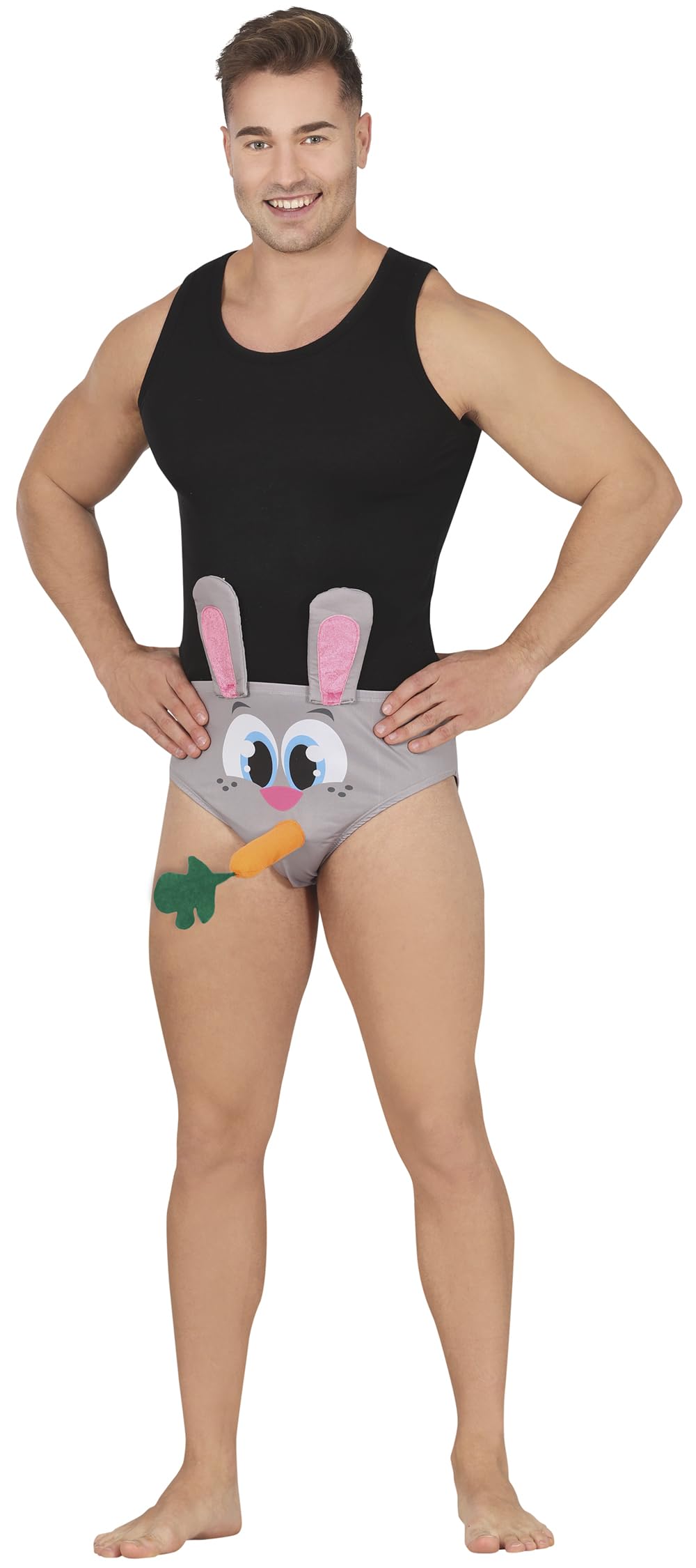 FIESTAS GUIRCA | Bunny Underpants - Fun Pants for Stag Do and Parties - Costume Accessory for Celebrations and Events - Ideal for Bachelor Party - For Adult Men - Grey