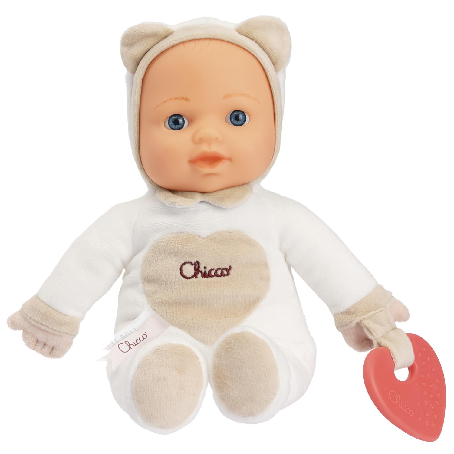 Chicco Gioco La Mia Prima Bambola, Bambola Bambina con morbido cuore Massaggiagengive per la Dentizione, Soffice e Leggera, Lavabile in Lavatrice, Giochi Bambini 0 Mesi +, Idea Regalo Neonato, Neutro