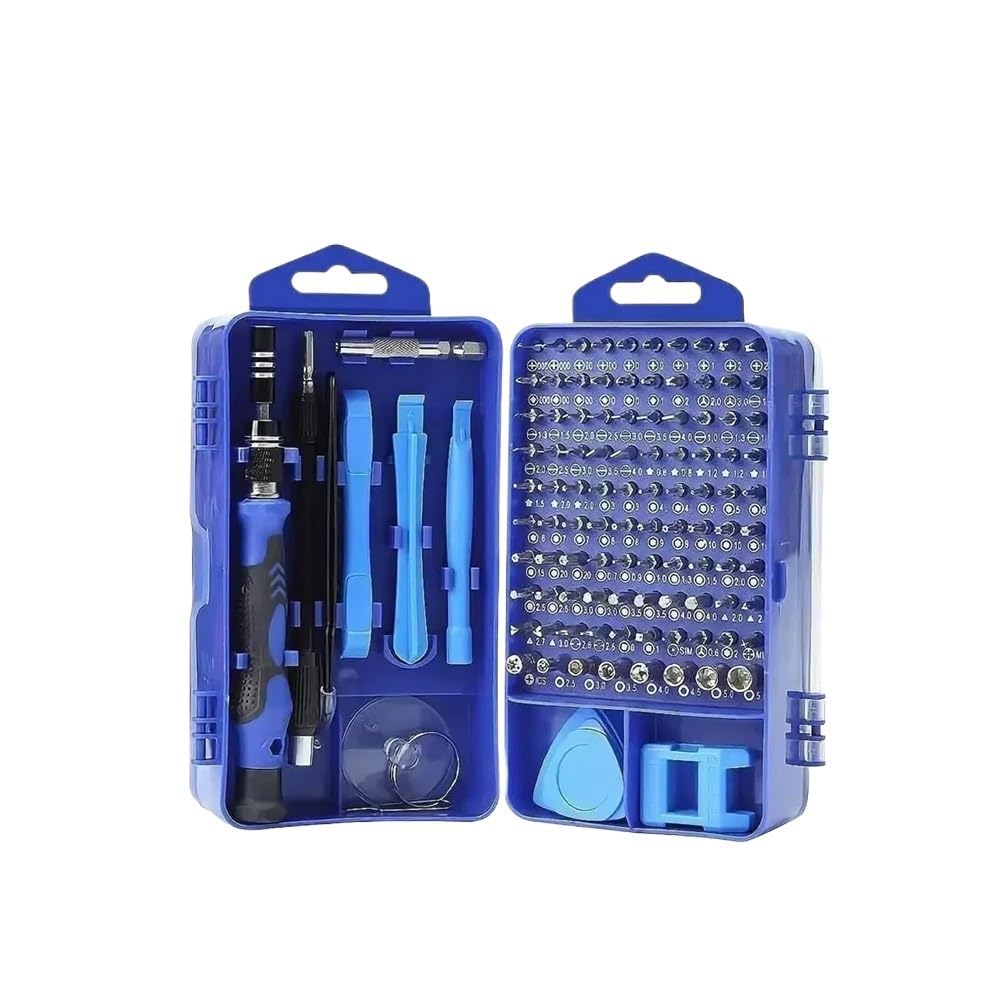 Juego de destornilladores de precisión 115 en 1 para electrónica, PC, laptop, teléfono, MacBook, kit de herramientas profesionales para cada tarea (azul)