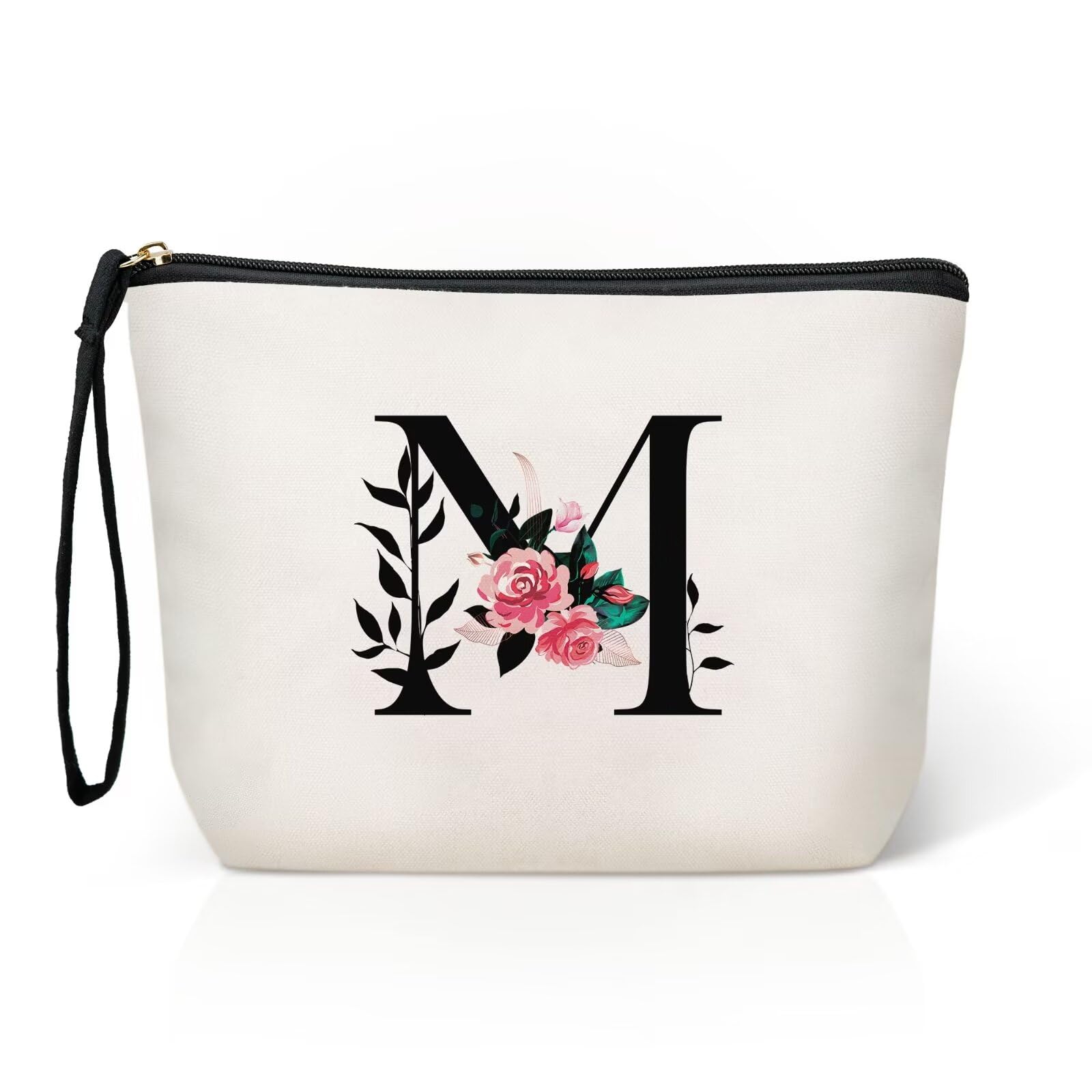 TOPEAST Make Up Bags for Women - Personalized Cute Makeup Bag Cosmetic Travel Makeup Bags Toiletry Pouch Gift for Women Birthday Friend Female Friendship Sister Mom (Letter M)