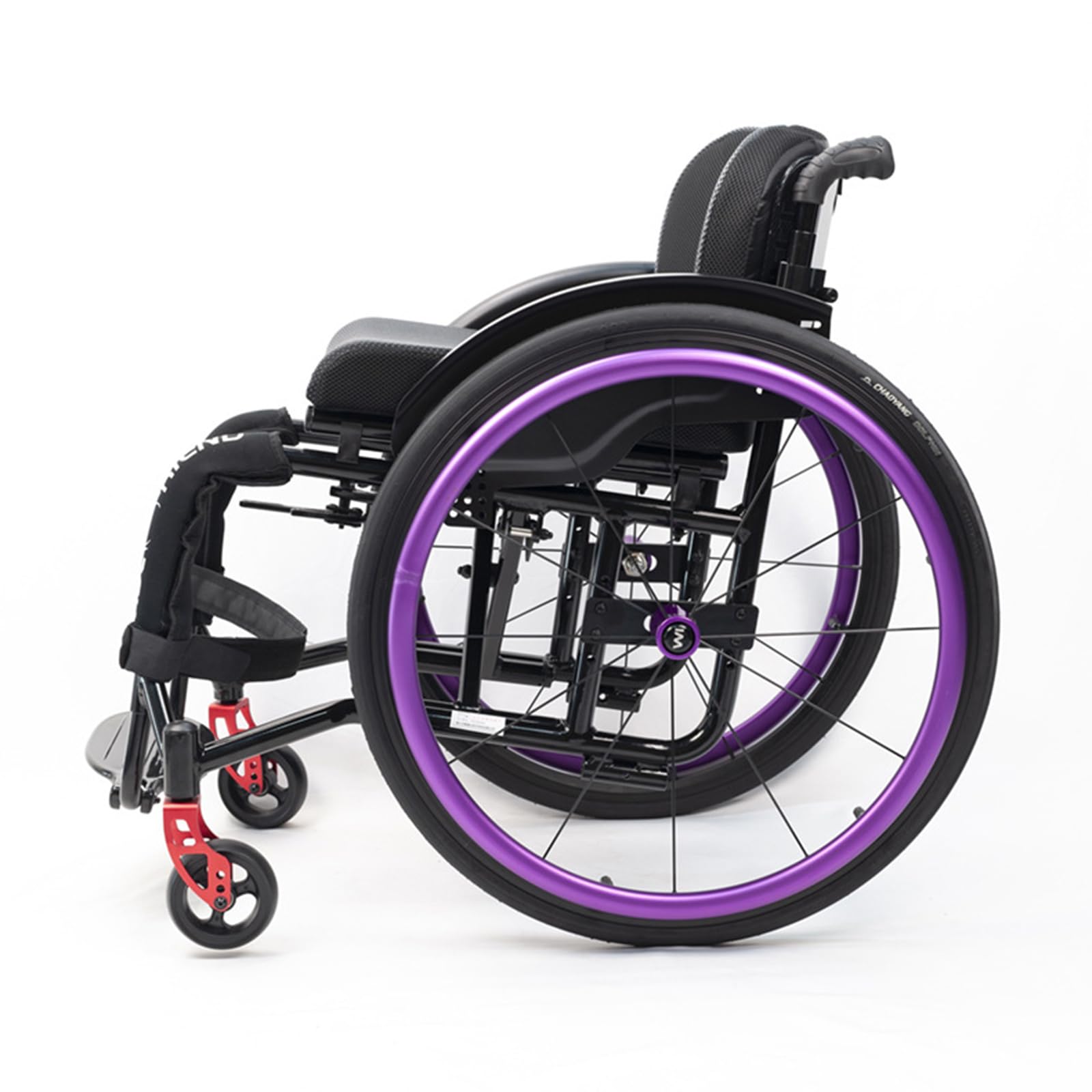 Nrnqmtfz Purple Sports And Leisure Wheelchairs For Adults,Portable Folding Sports Wheelchairs, Self Propelled Wheelchair With Handbrakes And Quick Release Rear Wheels & Anti-Tip Wheels(38Cm/15In,)