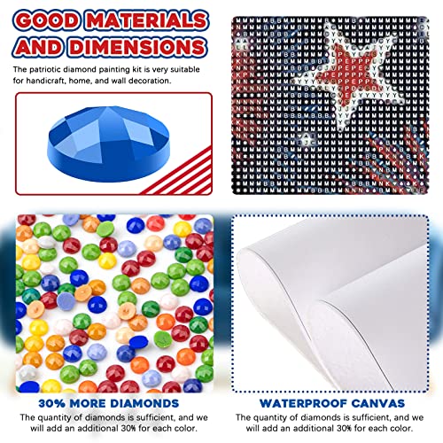 Image of AiYuanzsh 5D DIY Patriotic Diamond Art Kits for Adults The Fourth of July American Flag Fireworks Full Round Diamond Painting Kit Picture Diamond Dots Kits for Home Wall Decor 12x16inch