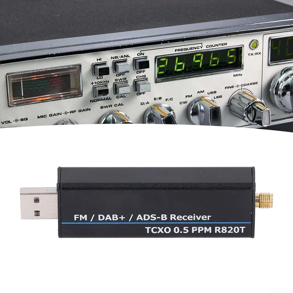 Récepteur USB RTL-SDR large bande 100 kHz à 1766 MHz avec chipset RTL2832U R820T2 et TCXO 0,5 PPM, support multimode AM NFM FM pour DSB USB LSB CW, entrée 50 Ohm, boîtier en aluminium