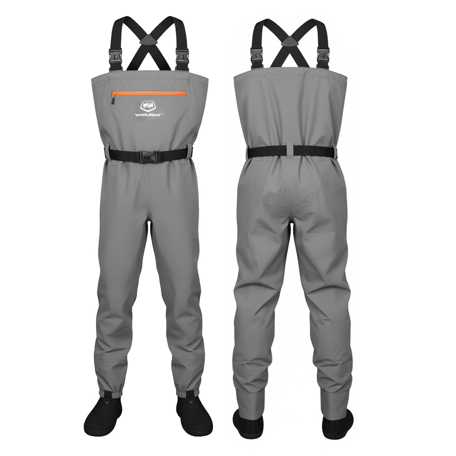 WIN.MAX Chest Fishing Waders for Men and Women, 3-Plyer Nylon Waterproof Lightweight Waders with 4mm Neoprene Stockingfoot