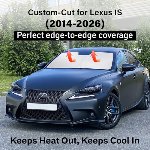 Image of EcoNour Windshield Sun Shade Compatible for Lexus IS300 /IS350 /IS500 /IS250 /IS200t 2014-2026 | Sedan Front Window Sun Visor Protector | Foldable 4-Layer Sunshade | Blocks UV Rays & Reduces Interior Heat