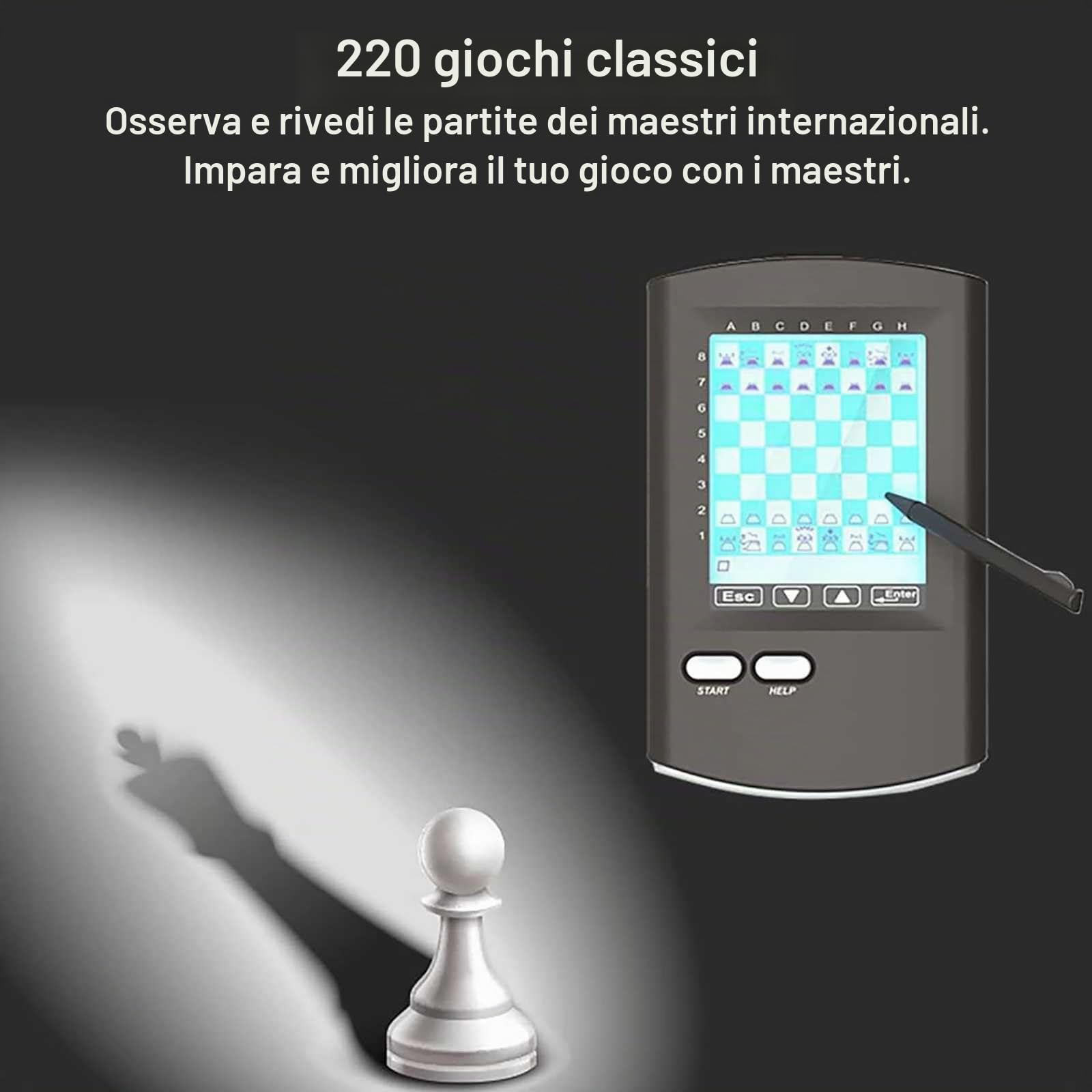 Palmare Scacchiera Elettronica Intelligente,Scacchiere Elettroniche Mini Basato sul Tatto Gioco Uomo-Macchina Molteplici modalità di Gioco,Chess HD Portatile