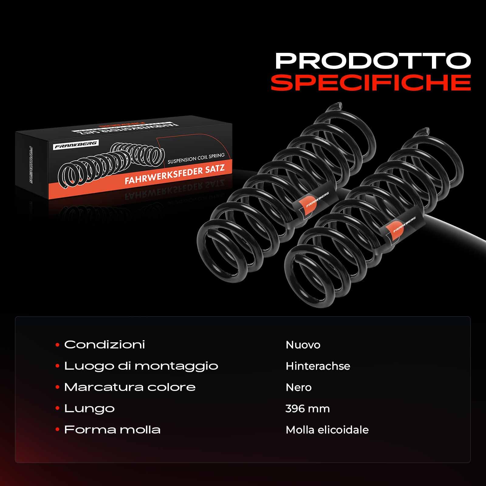 Frankberg 2x Molla di sospensione cuscinetto molla molla elicoidale | asse posteriore, Sinistra, Giusto; 553502Y120; Compatibile con: Sportage SL, iX35 EL ELH LM
