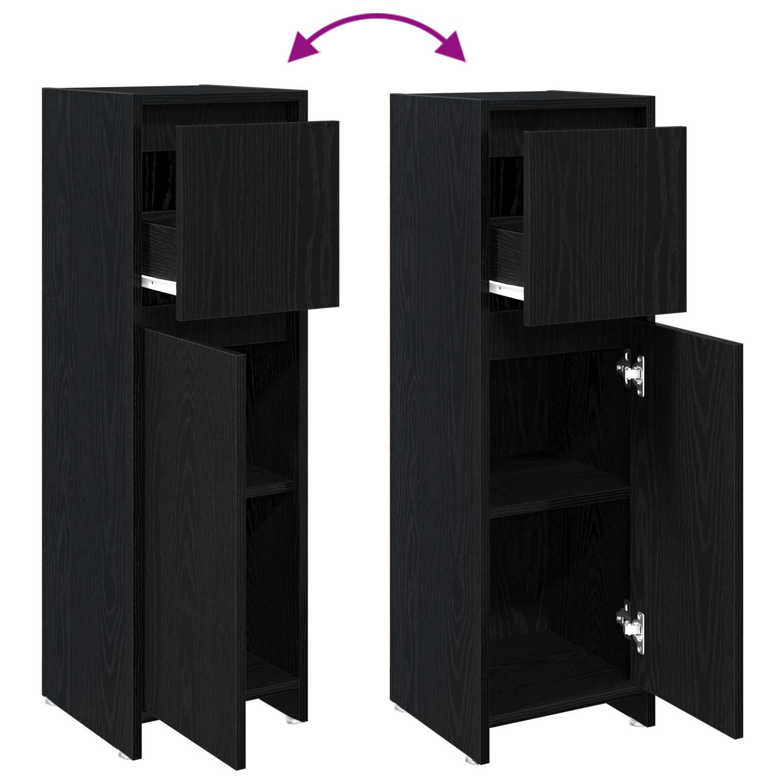 vidaXL Cabinet de Salle de Bain Chêne Noir 30 x 30 x 95 cm