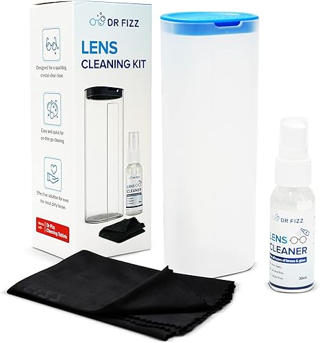Kit de spray limpiador de lentes para lentes de ojos, sin alcohol, solución de limpieza de sombrillas con paño de microfibra, contenedor de