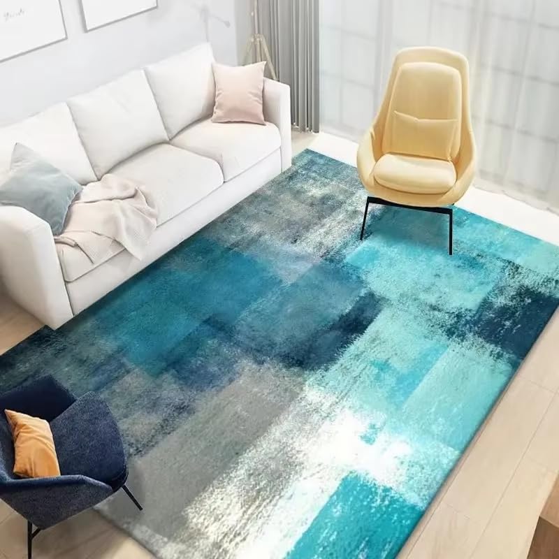 Tapis abstrait moderne antidérapant et lavable : idéal salon 90x150