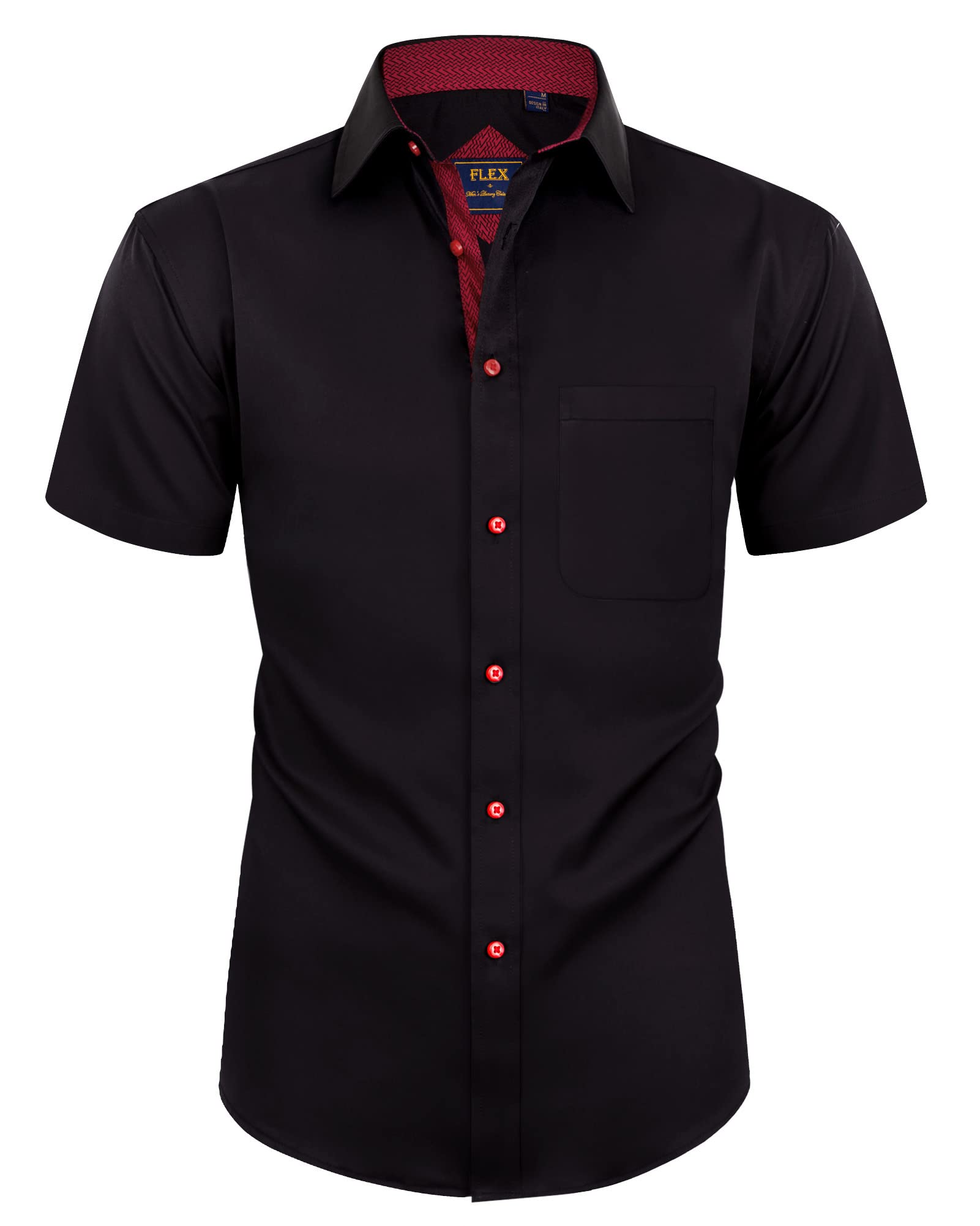 Alimens Gentle Mens Short Sleeve Dress Shirts Wrinkle Free Solid Casual Button Down Shirts with Pocket