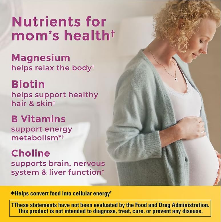 Miniatura 4 de Nature Made Gomitas PRENATAL con ácido fólico + DHA + sabor a bayas mixtas de colina (120 unidades) + 2 azúcares adicionales - Palitos de