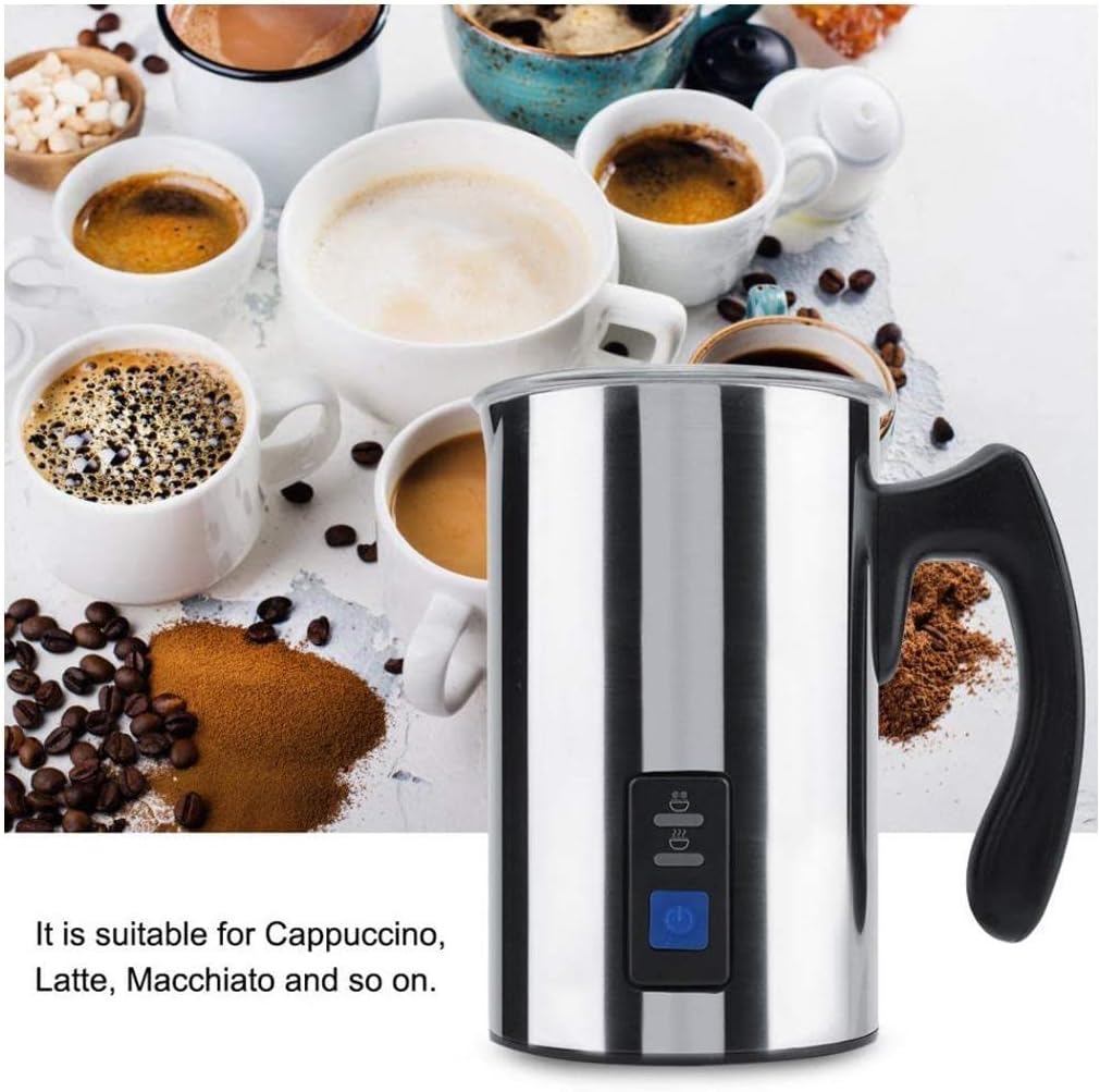 Milk Frother Electric Milk Steamer Automatic Soft Foam Maker Cold Hot Milk Warmer Silent Operation for Cappuccino, Latte, Coffee, Silver