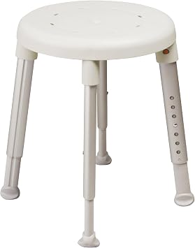 Etac Easy Round Shower Stool Height Adjustable Shower Chair, Non-Slip Bath Chair with Drainage Holes, Stable & Tool-Free Assembly, Lightweight & Portable for Safety and Comfort