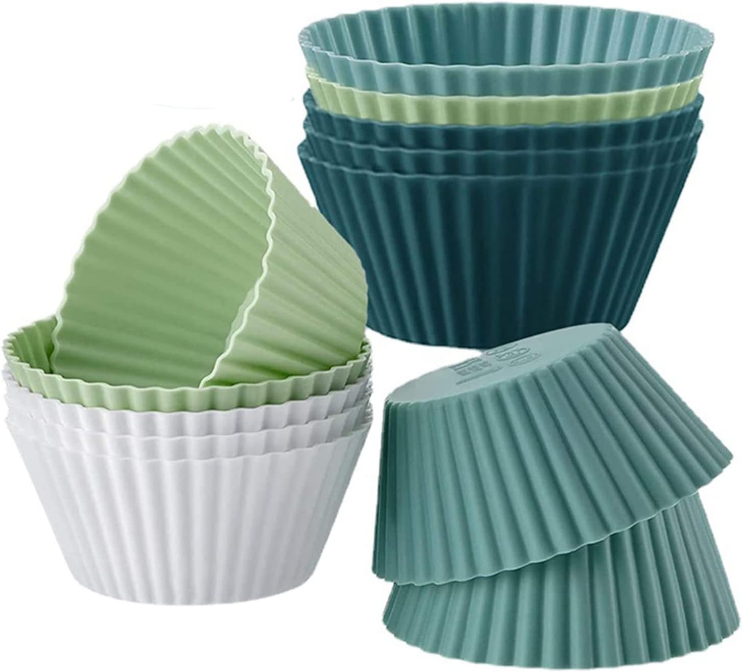 TERRIFI Silicone Baking Cup The Silicone Kitchen Reusable Silicone Baking Cups Cake Molds- Non-Toxic, BPA Free, Dishwasher Safe (12 Pack)