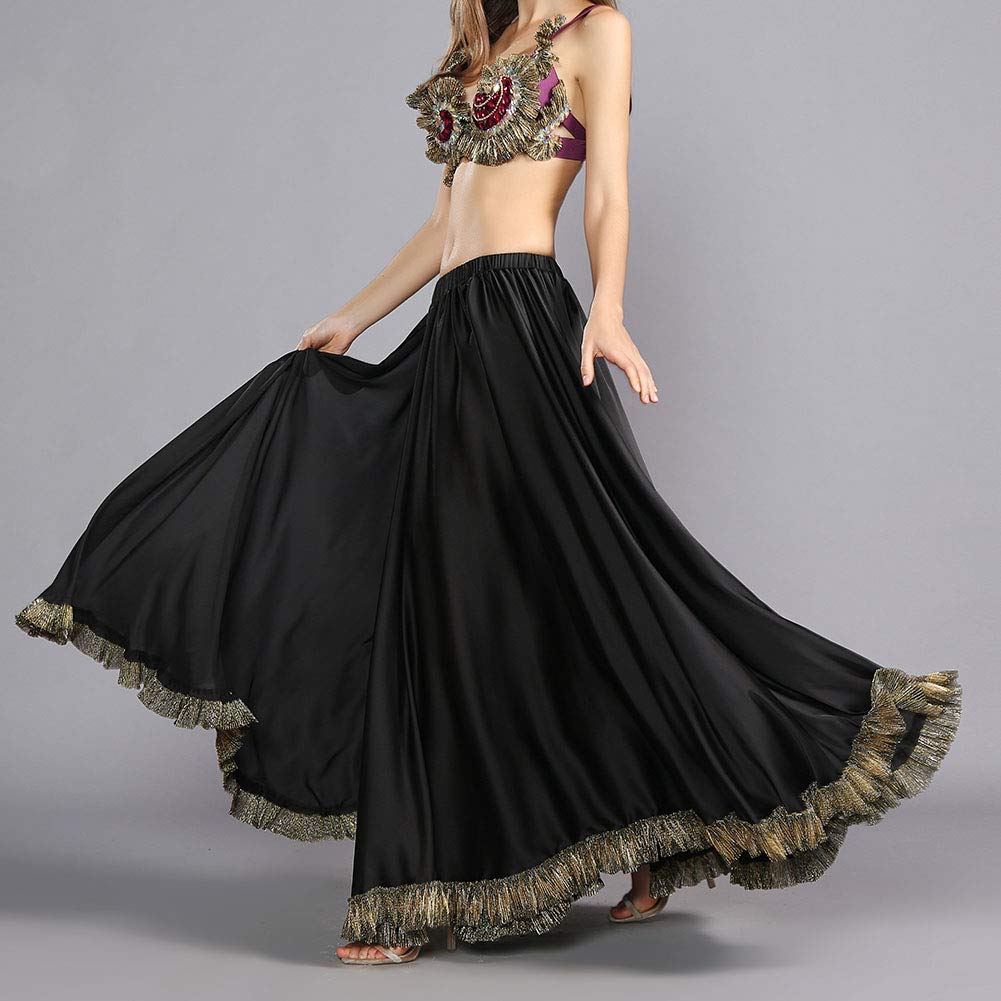 ROYAL SMEELA Falda Flamenca Mujer Gitano 12 Yardas Faldas largas Danza del Vientre 360 Grados Faldas de Baile Trapear la Longitud del Piso Dobladillo Grande Traje de Baile