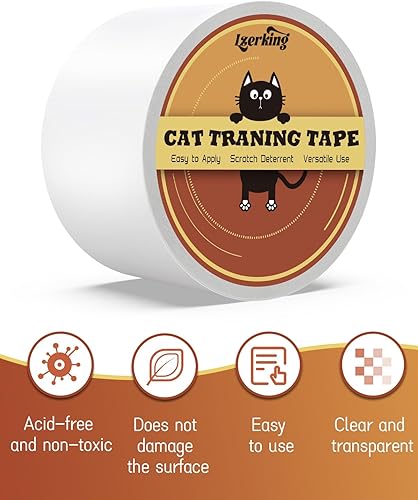 Miniatura 2 de Cinta de arañazos para gatos, 2 rollos de cinta protectora de muebles de gato, cinta transparente de doble cara, cinta repelente de gatos para un