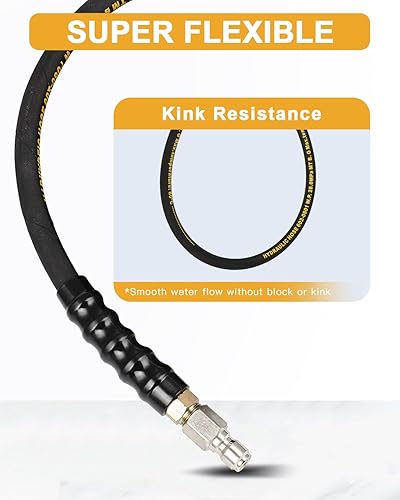 Vista 73 de OCPTY Manguera de lavado a presión de agua caliente 3/8" x 50ft 6000psi 2-Braid R2 Negro