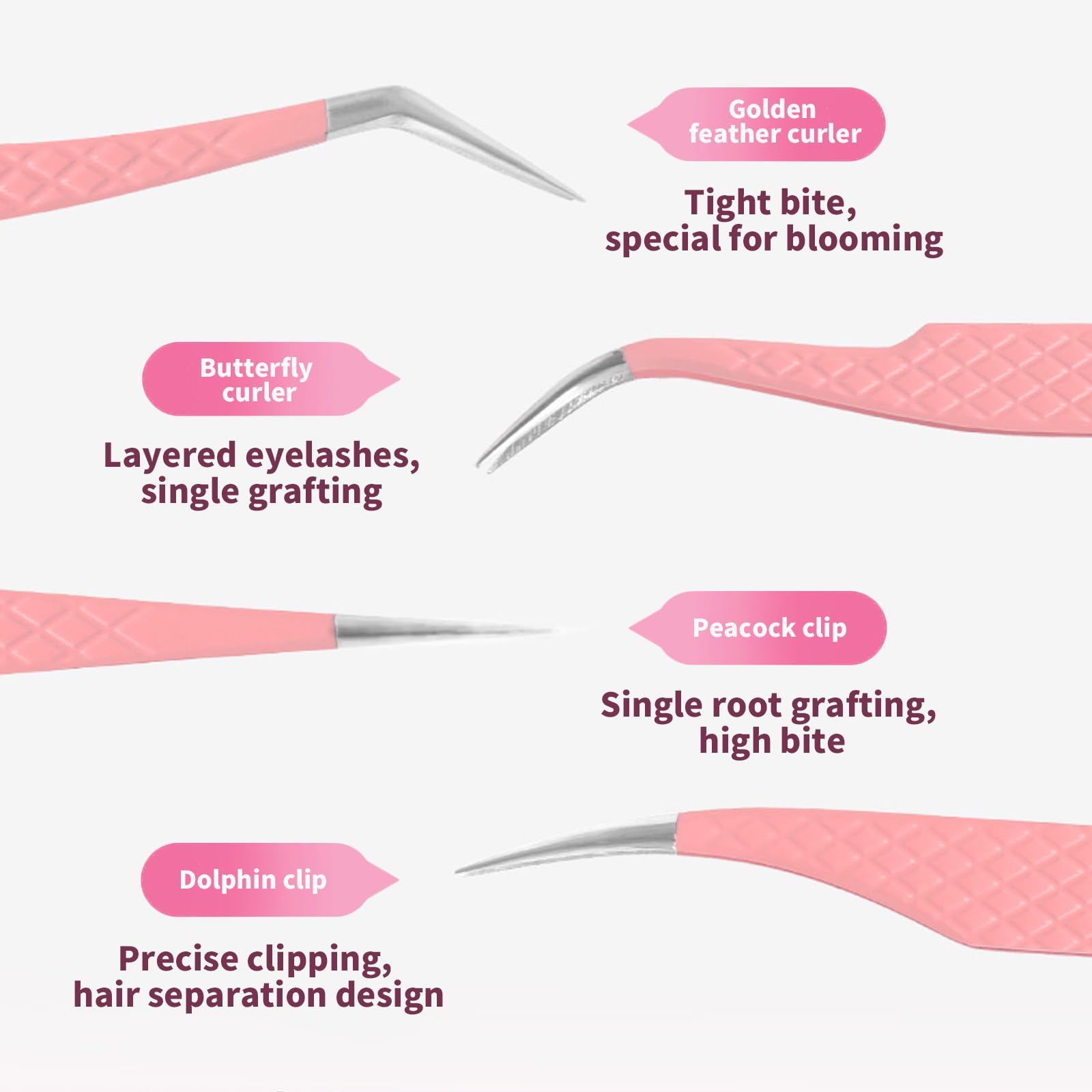 6 Pcs Eyelash Tweezers, Lash Tweezer for Eyelashs Extensions Lash Tech Supplies - Image 3