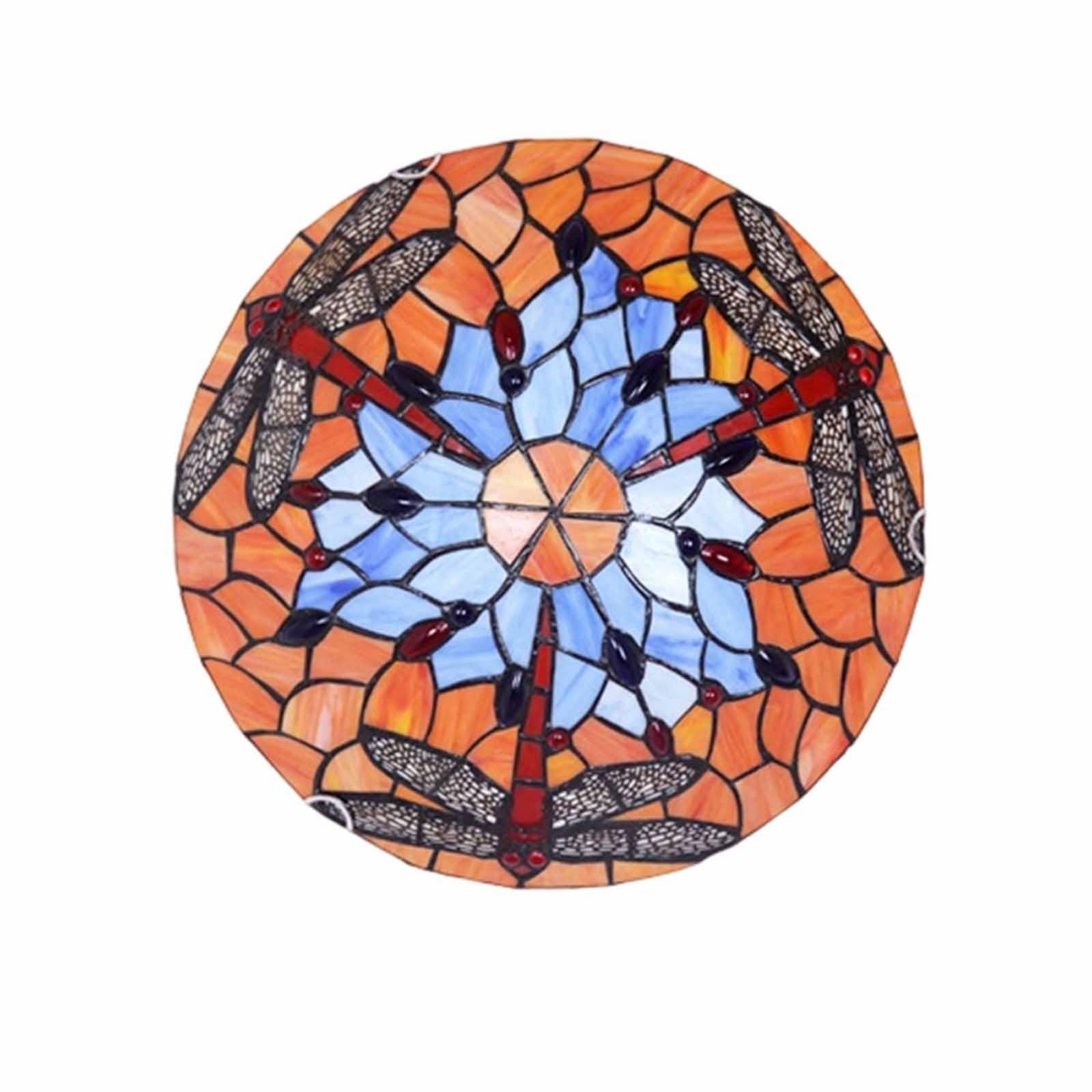 Ultra-Thin Dragonfly Ceiling Light Luxury Design Stained Glass LED Ceiling Light Stained Glass Lamp for Bedroom, Hallway, Children's Room, Blue Orange, 30CM-image-27