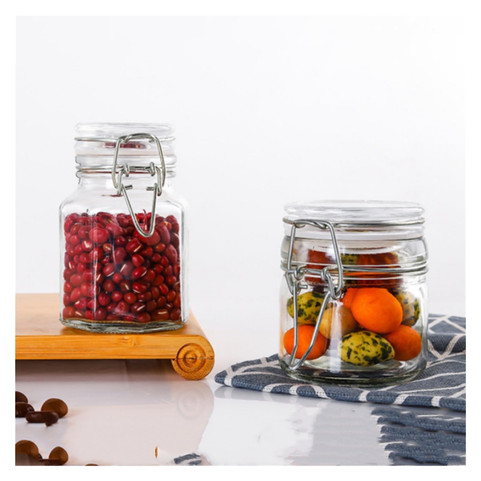 10 Stück Glasflaschen, versiegelte Vorratsgläser mit Schnalle, luftdicht verschließbarer Deckel, großer Mund, Küchenflaschen for Kaffeebohnen, Früchte, Nüsse für Lebensmittel Konservierung(100ml)