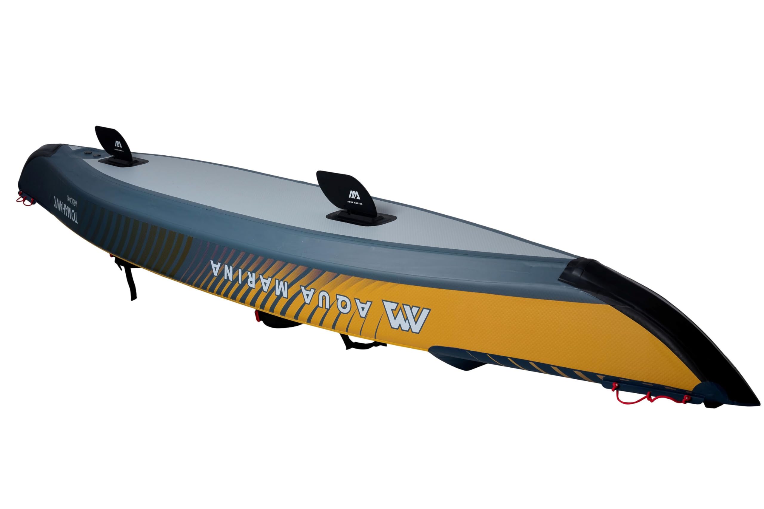 Aqua Marina Tomahawk Air-K Kayak Inflable de Alta presión para 2 Personas, 440 cm de Longitud, Marino/Amarillo