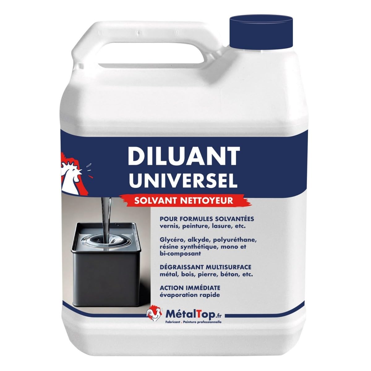 Metaltop Diluant Universel - 5 L Solvant polyvalent avec une évaporation rapide.