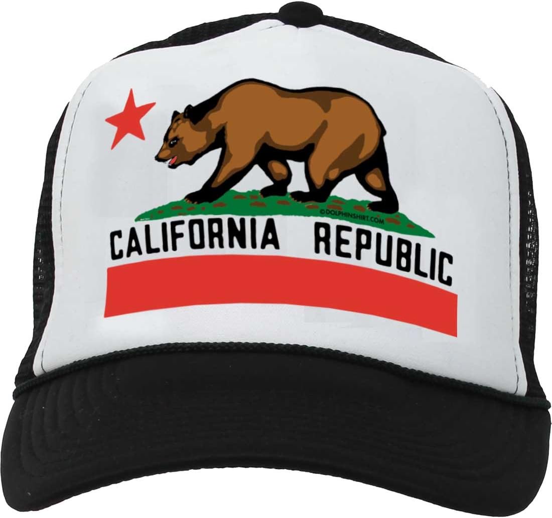 Dolphin Shirt Co California State Flag Snapback Mesh Truckers Cap