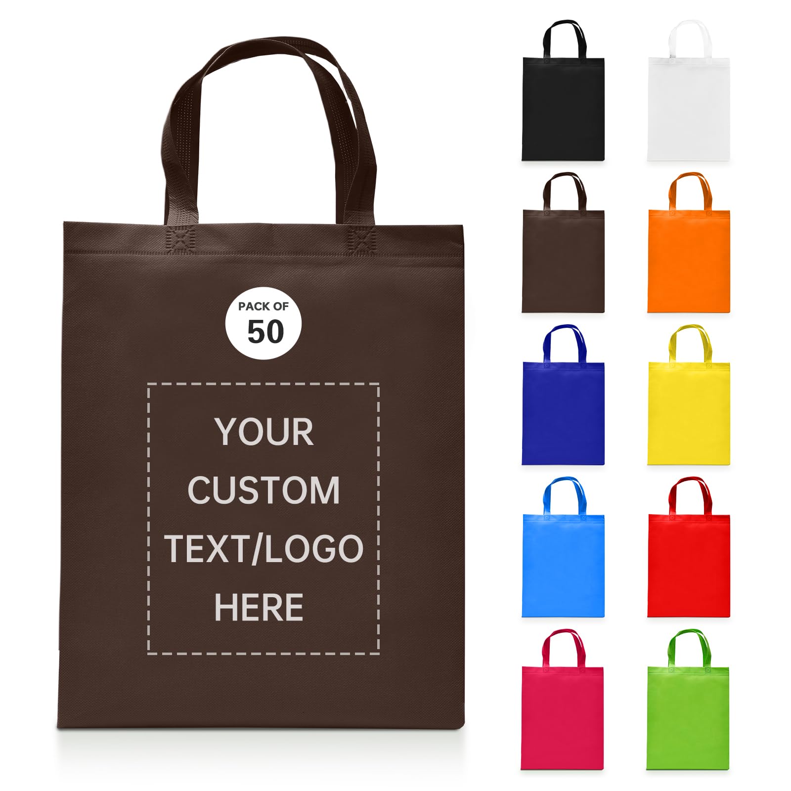 JEOHLORY Custom Tote Bags Set of 50, Bulk Pack Grocery Shopping Travel Business Activities advertisement Reusable Bag