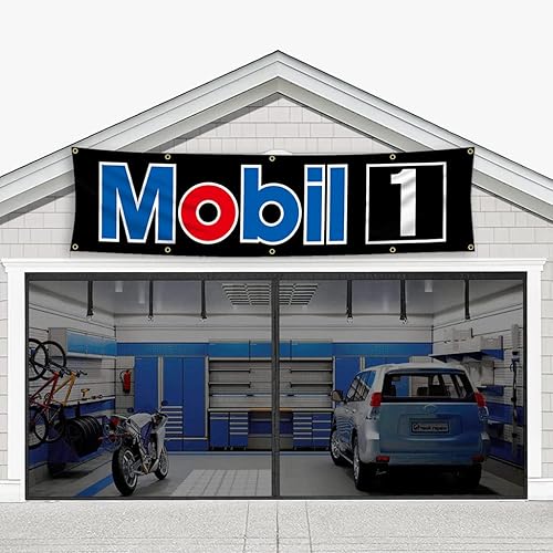 Miniatura 5 de Mobil 1 Bandera 2x8ft Oil Shop Racing Banner para Garaje Room Hombre
