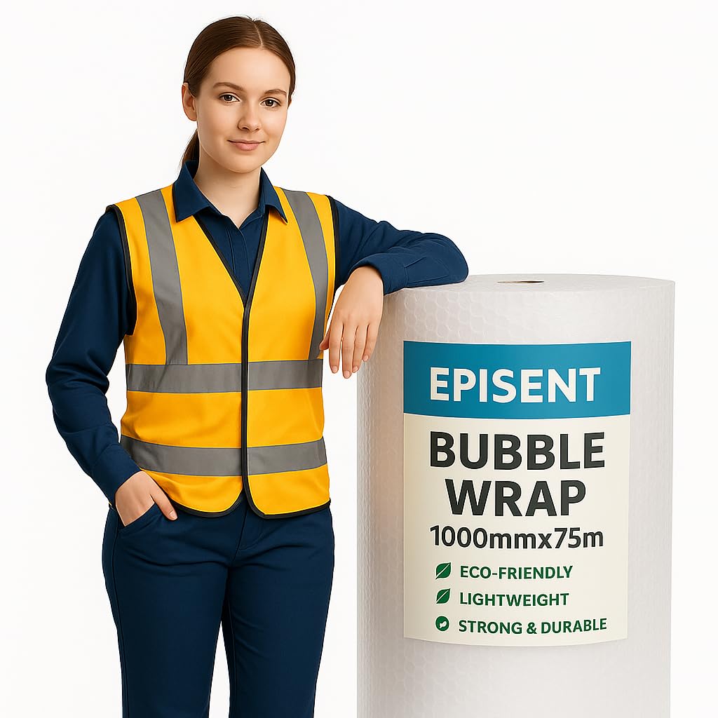 EPISENT Bubble Wrap Roll 1000mm x 75M – Next Day Delivery, Large Recyclable Packaging Roll for Moving House, Packing & Shipping, Tear-Resistant, Lightweight Cushioning for Fragile Items & Electronics