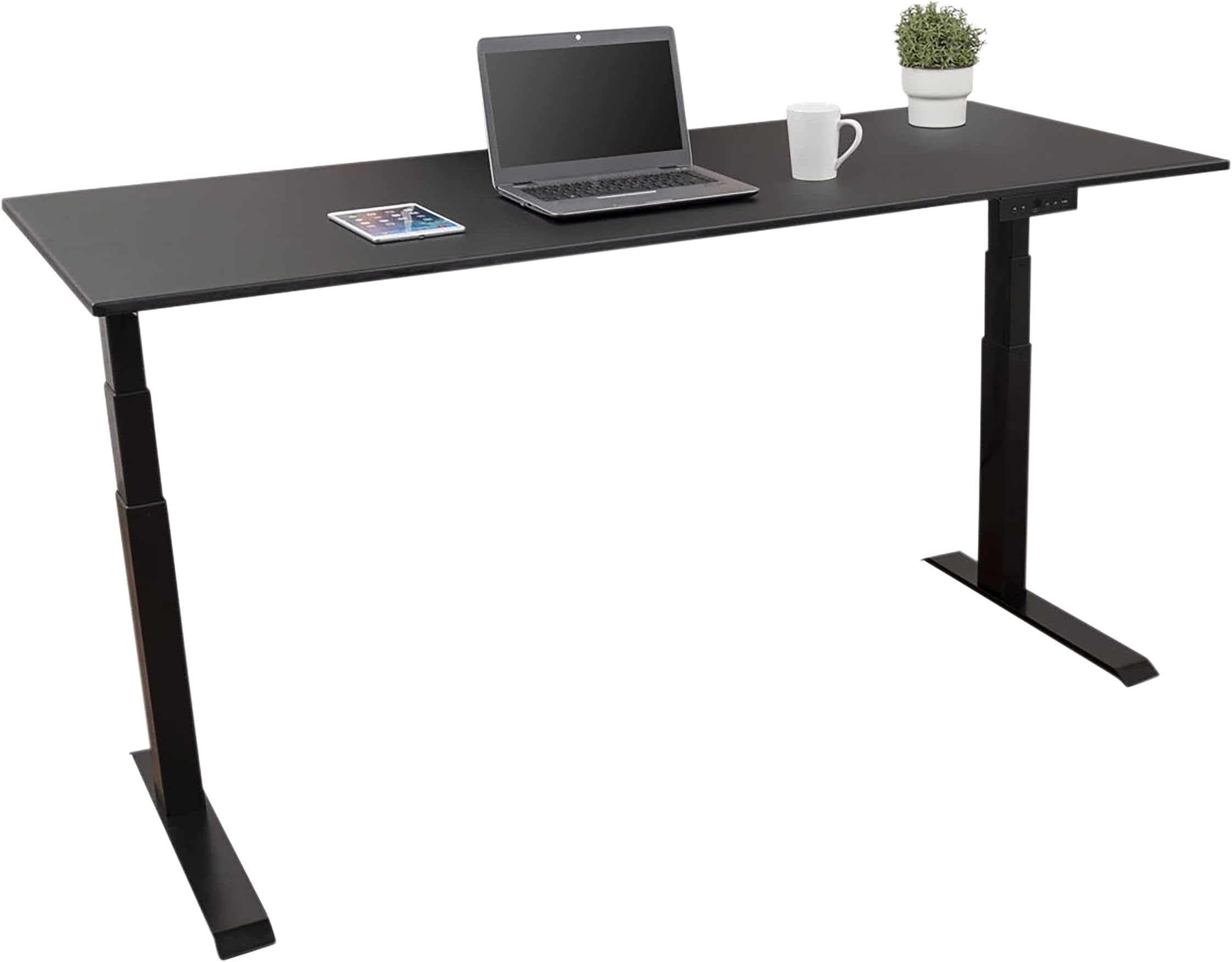 Stand Up Desk Store Electric Adjustable Height Standing Desk with Programmable Memory (Black Frame/Black Matte Top, 72" Wide)
