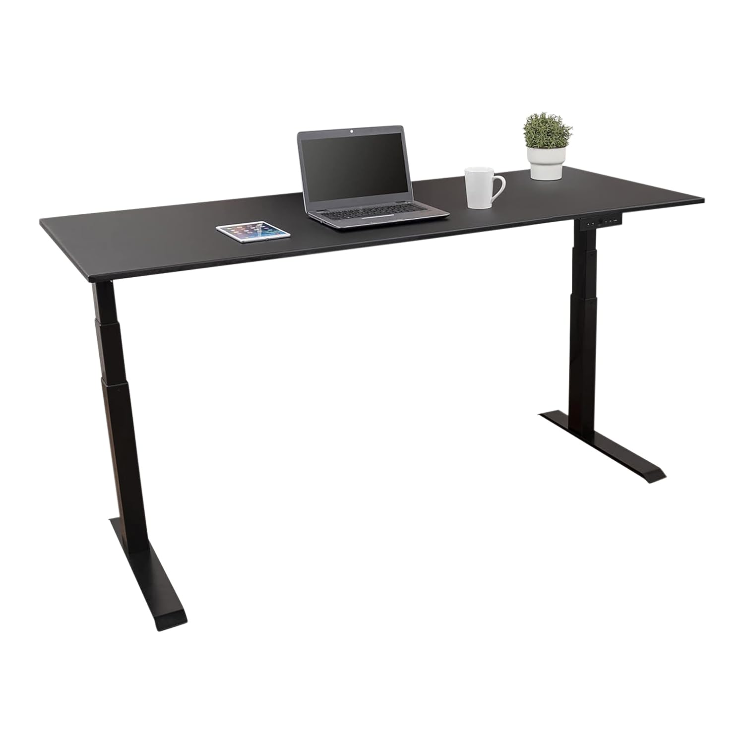 Stand Up Desk Store Electric Adjustable Height Standing Desk with Programmable Memory Black Frame Black Matte Top 72