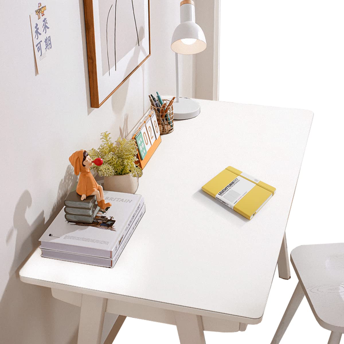 Sous-main Tapis de bureau en PU Tapis de souris imperméable et facile à nettoyer épaisseur 2mm Blanc 70x140cm