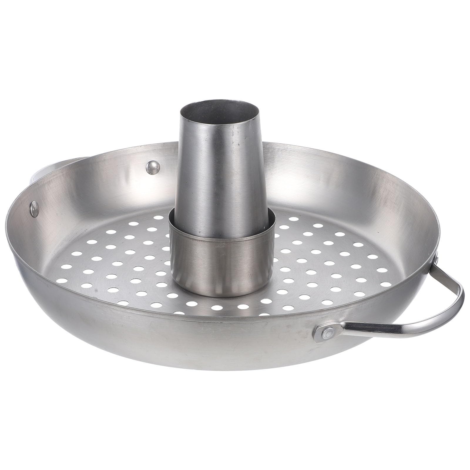 FOMIYES Soporte para Asar Pollos de Acero Inoxidable Bandeja Desmontable para Parrilla, Estable y Fácil de Limpiar, Adecuado para Camping y Barbacoas al Aire Libre