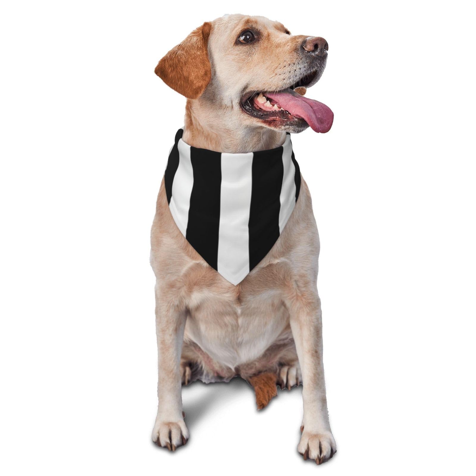 Black & White Stripe Dog Bandana Pet Scarf Accessories for Small Medium Dogs Cats Photo Prop, Triangle Pet Bandanas Adjustable Puppy Bib Washable Dog Kerchief Puppy Neckerchief